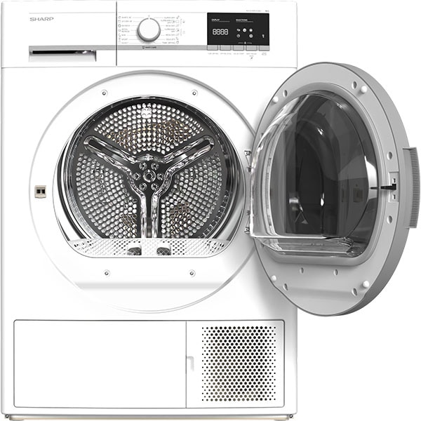 Uscator de rufe SHARP KD-GHB9S7GW2-EE, Pompa de caldura, 9 kg, 15 programe, Clasa A++, alb