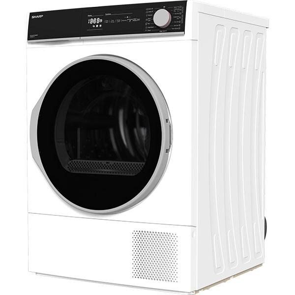 Uscator de rufe SHARP KD-NHH9S8GW3-EE, Pompa de caldura, Motor Inverter, 9 kg, 15 programe, Clasa A+++, alb
