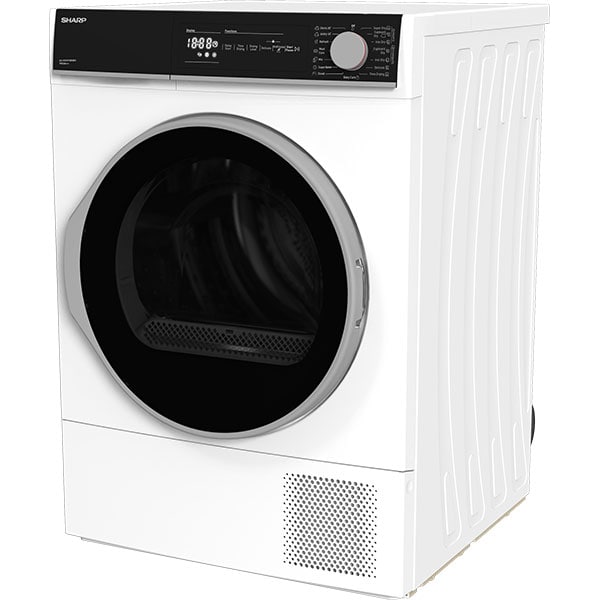 Uscator de rufe SHARP KD-NHH9S8GW3-EE, Pompa de caldura, Motor Inverter, 9 kg, 15 programe, Clasa A+++, alb
