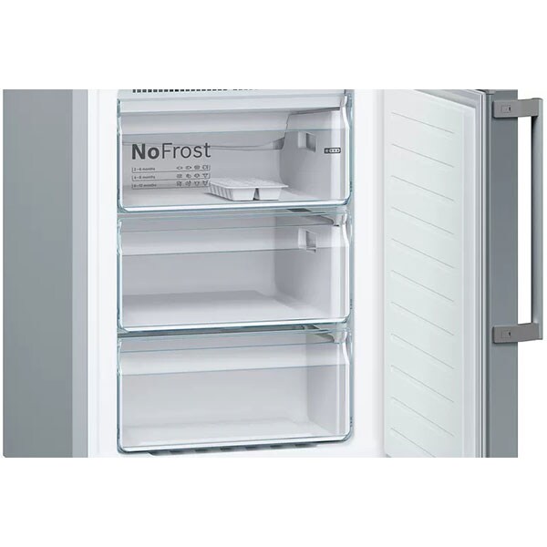 Combina frigorifica BOSCH KGN397LEP, No Frost, 368 l, H 203 cm, Clasa E, argintiu