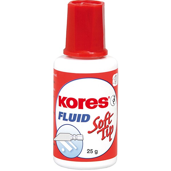 Corector fluid KORES, 20 ml, pe baza de solvent, aplicator cu burete