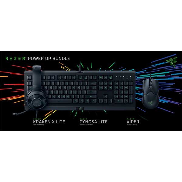 Kit Gaming RAZER Power Up, tastatura, mouse, casti, USB, Layout US, negru
