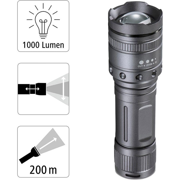 Lanterna LED HAMA Ultra Pro, 1000 lumeni, 4xAAA, gri