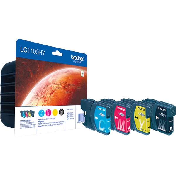 Set 4 cartuse originale BROTHER LC-1100HY, Negru/Cyan/Magenta/Galben
