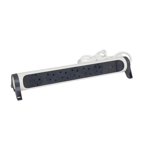 Prelungitor cu protectie LEGRAND L694509, 6 prize, 1.5m, alb-gri inchis