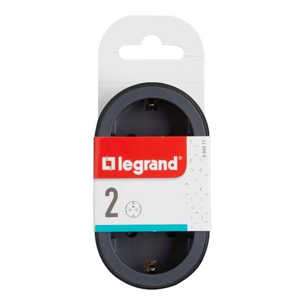 Adaptor priza LEGRAND L694517, 2 prize, negru-gri inchis