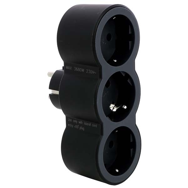 Adaptor priza LEGRAND L694519, 3 prize, negru-gri inchis
