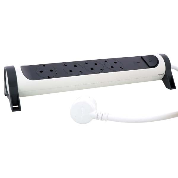 Prelungitor cu protectie LEGRAND L694525, 4 prize, 1.5m, alb-gri inchis