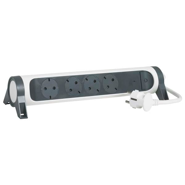 Prelungitor cu protectie LEGRAND L694525, 4 prize, 1.5m, alb-gri inchis