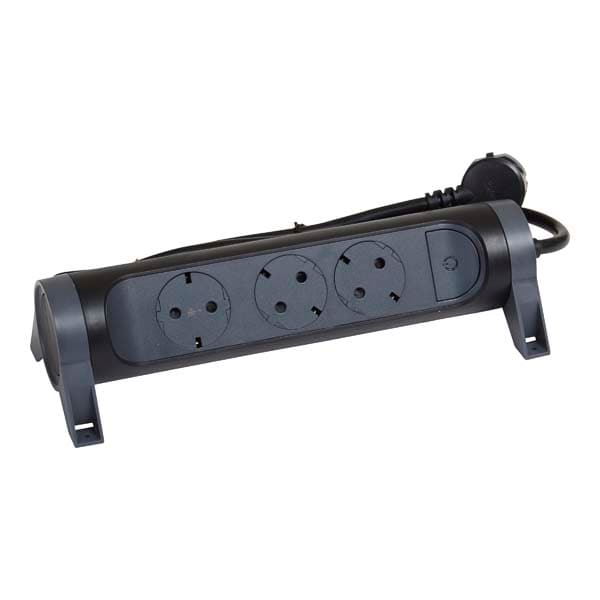 Prelungitor cu protectie LEGRAND L694528, 3 prize, 1.5m, negru-gri inchis