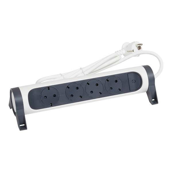 Prelungitor cu protectie LEGRAND L694529, 4 prize, 1.5m, alb-gri inchis