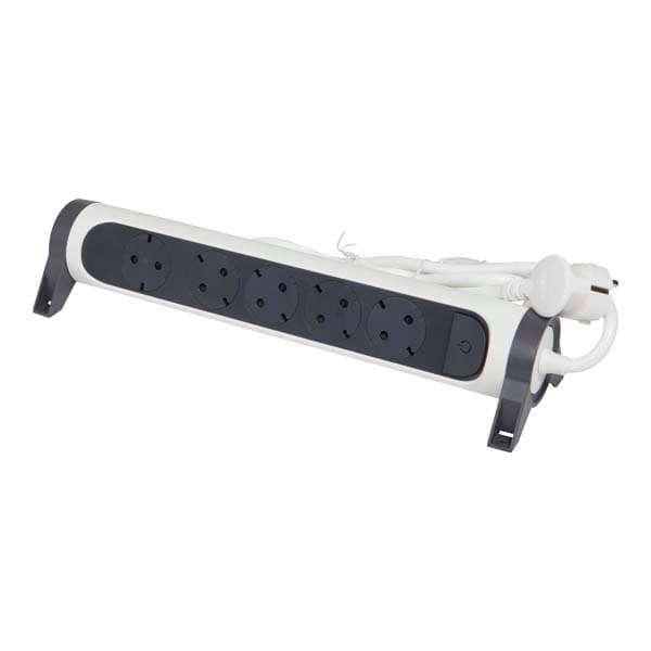 Prelungitor cu protectie LEGRAND L694531, 5 prize, 1.5m, alb-gri inchis