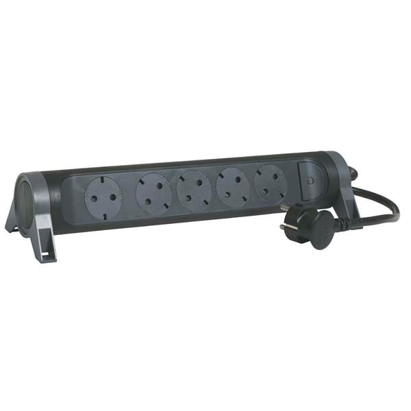 Prelungitor cu protectie LEGRAND L694532, 5 prize, 1.5m, negru-gri inchis