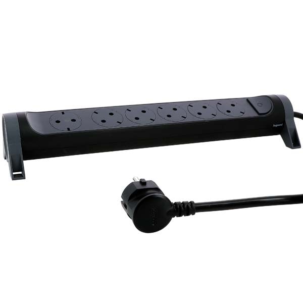 Prelungitor cu protectie LEGRAND L694534, 6 prize, 1.5m, negru-gri inchis