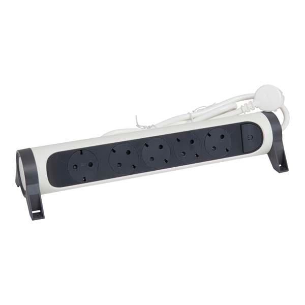 Prelungitor cu protectie LEGRAND L694538, 5 prize, 3m, alb-gri inchis