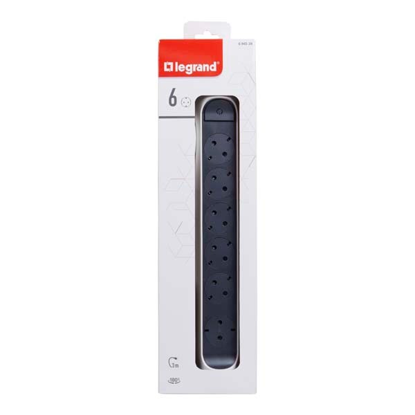 Prelungitor cu protectie LEGRAND L694539, 6 prize, 3m, alb-gri inchis