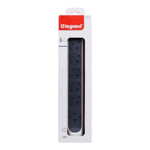 Multipriza LEGRAND L694547, 6 prize, alb-gri inchis