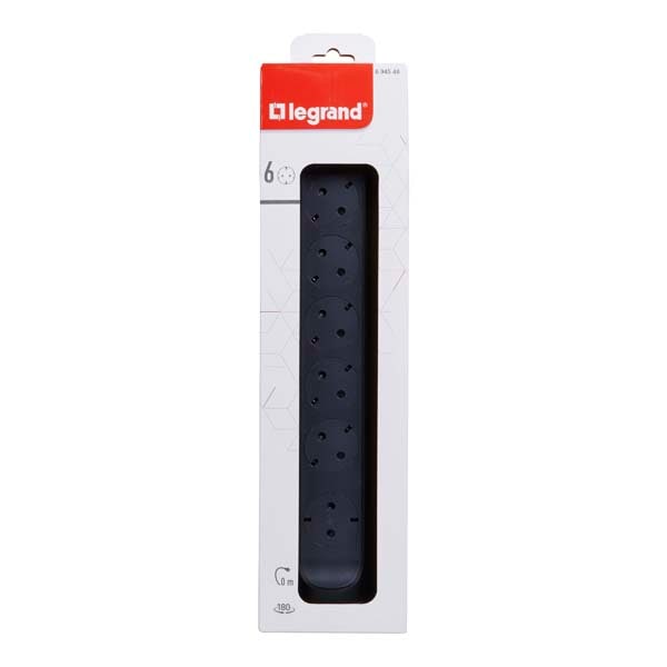 Multipriza LEGRAND L694548, 6 prize, negru-gri inchis