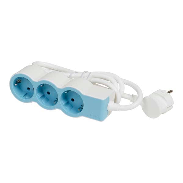 Prelungitor cu protectie LEGRAND L694551, 3 prize, 1.5m, alb-albastru
