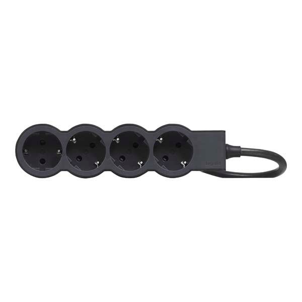 Prelungitor cu protectie LEGRAND L694553, 4 prize, 1.5m, negru-gri inchis