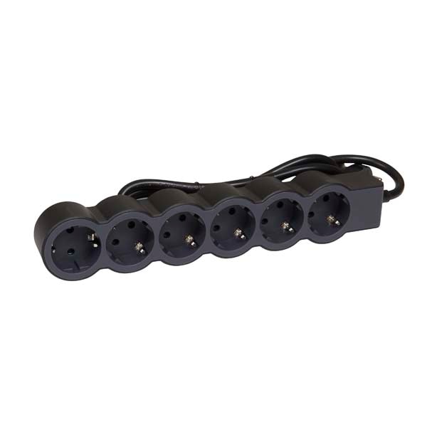 Prelungitor cu protectie LEGRAND L694558, 6 prize, 1.5m, negru-gri inchis