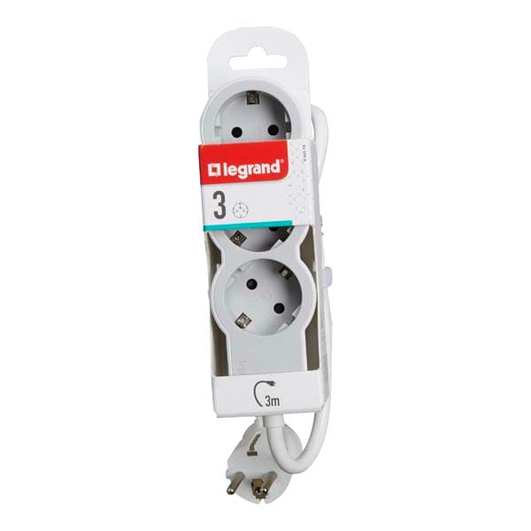 Prelungitor cu protectie LEGRAND L694559, 3 prize, 3m, alb-gri deschis
