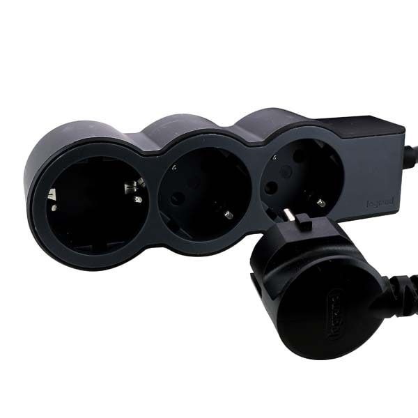 Prelungitor cu protectie LEGRAND L694560, 3 prize, 3m, negru-gri inchis