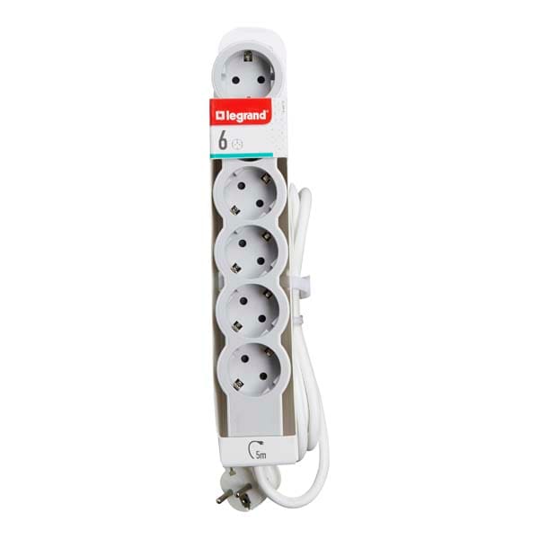 Prelungitor cu protectie LEGRAND L694572, 6 prize, 5m, negru-gri inchis