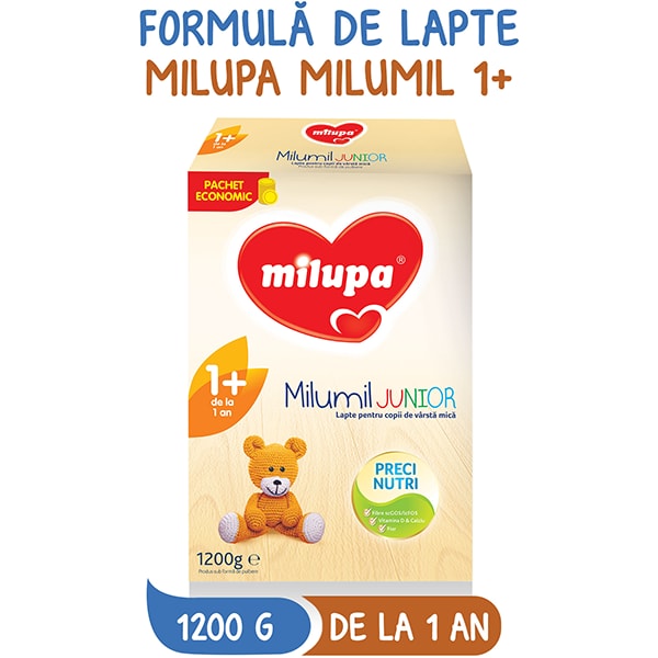 Lapte praf MILUPA MILUMIL Junior 1+ PreciNutri 586901, 12 luni+, 1200g
