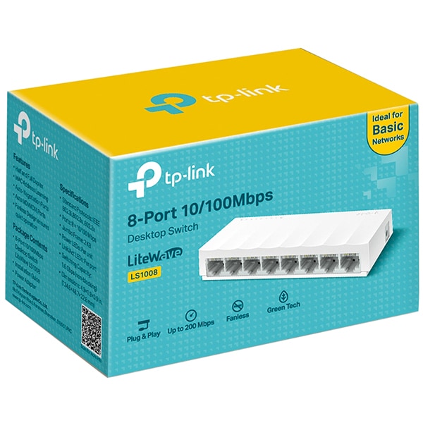 Switch TP-LINK LS1008, 8 porturi Ethernet, alb