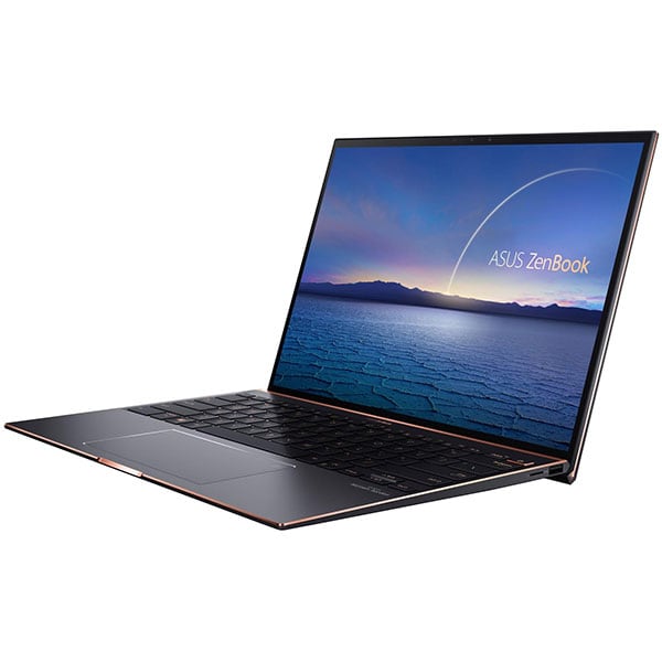 Laptop ASUS ZenBook S UX393EA-HK012T, Intel Core i7-1165G7 pana la 4.7GHz, 13.9" Touch, 8GB, SSD 512GB, Intel Iris Xe Graphics, Windows 10 Home, negru