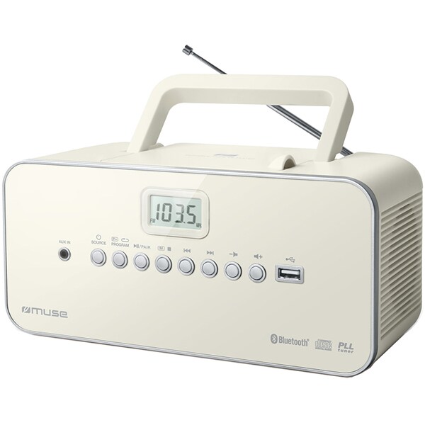 Radio CD portabil MUSE M-30BTN, FM, Bluetooth, USB, alb