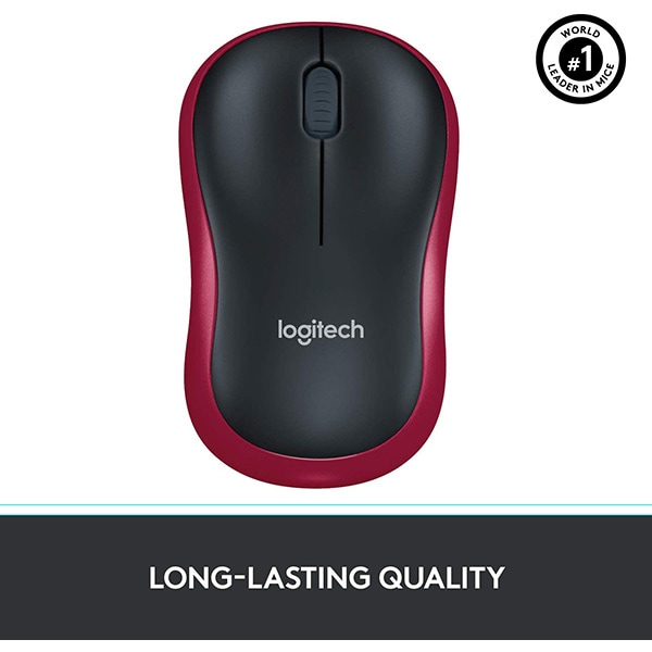 Mouse Wireless LOGITECH M185, 1000 dpi, rosu