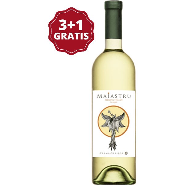 Vin alb demisec Crama Oprisor Maiastru Riesling Italian, 0.75L, 3+1 sticle