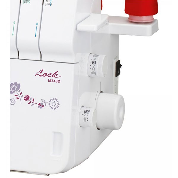 Masina de surfilat BROTHER Lock M343D, 1300 imp./min, alb-rosu