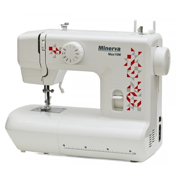 Masina de cusut MINERVA MAX10M, 800 imp/min, 12 programe, alb-rosu