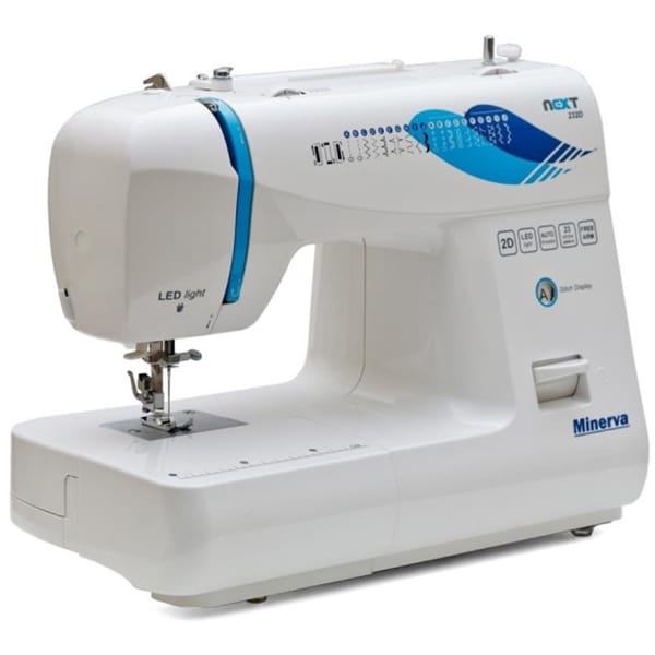 Masina de cusut MINERVA NEXT232D, 850imp/min, 23 programe, alb-albastru