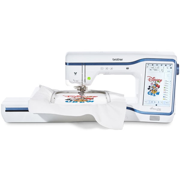 Masina de brodat BROTHER Stellaire Innov-is XE1, 727 modele broderie, arie 36 x 24 cm, 1050 imp./min, alb-albastru