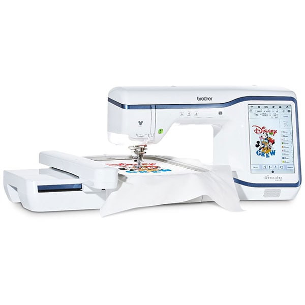 Masina de brodat BROTHER Stellaire Innov-is XE1, 727 modele broderie, arie 36 x 24 cm, 1050 imp./min, alb-albastru