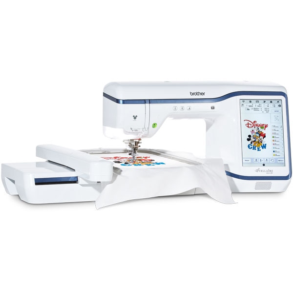 Masina de brodat BROTHER Stellaire Innov-is XE1, 727 modele broderie, arie 36 x 24 cm, 1050 imp./min, alb-albastru