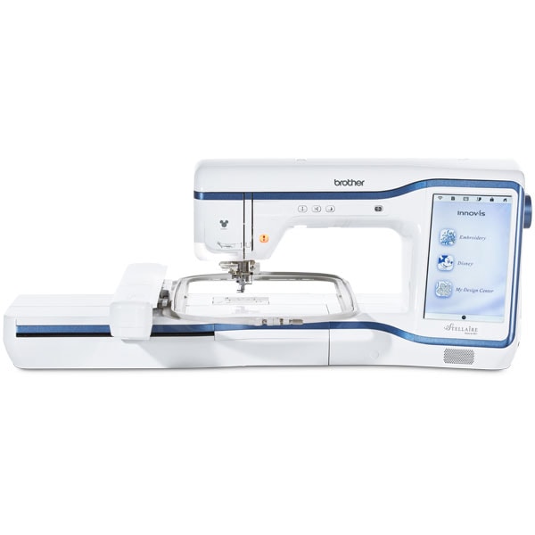 Masina de brodat BROTHER Stellaire Innov-is XE1, 727 modele broderie, arie 36 x 24 cm, 1050 imp./min, alb-albastru