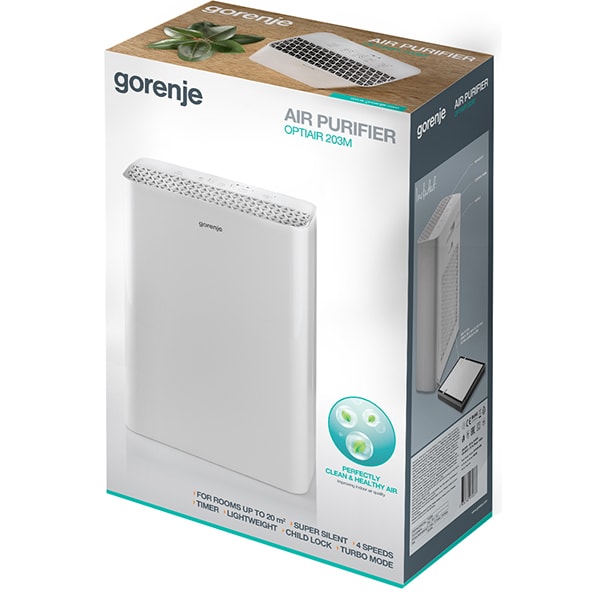 Purificator aer GORENJE OPTIAIR 203M, 4 trepte viteza, HEPA, alb