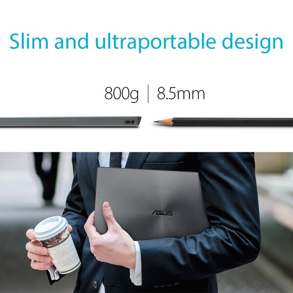 Monitor portabil LED IPS ASUS  MB169B+, 15.6", Full HD, 60Hz, argintiu-negru