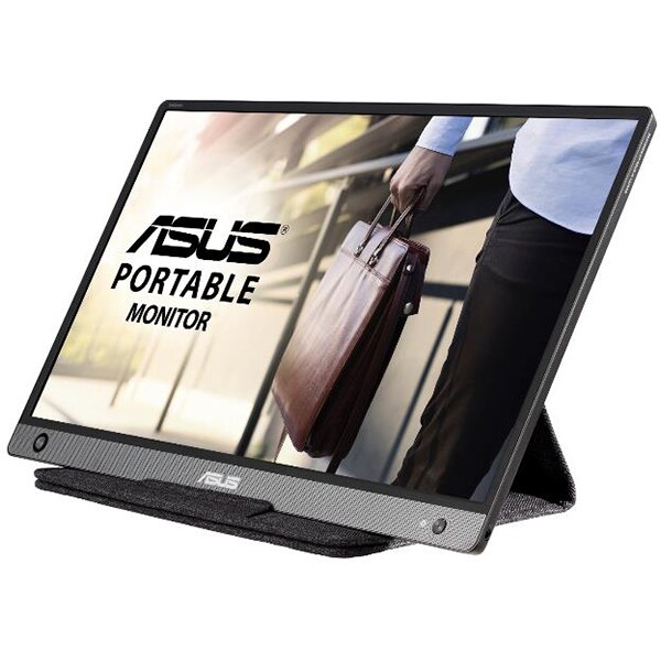 Monitor portabil LED IPS ASUS ZenScreen MB16AH, 15.6", 60Hz, Full HD, Flicker Free, gri inchis