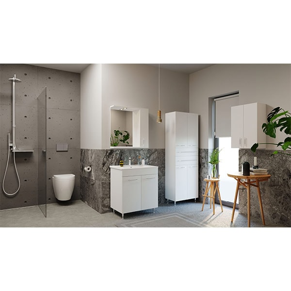 Dulap baie Badenmob Seria 008, 60 x 32 x 180 cm, alb