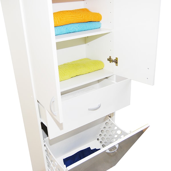 Dulap baie cu cos de rufe Badenmob Seria 021, 64 x 36 x 180 cm, alb