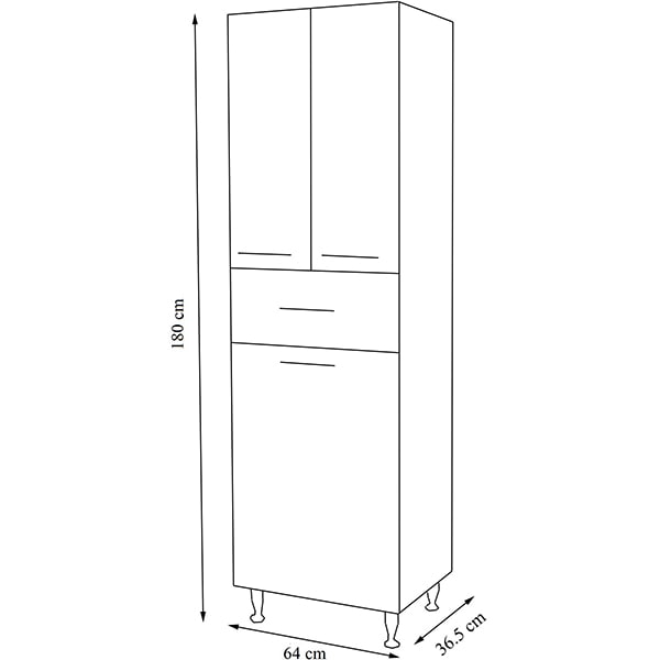Dulap baie cu cos de rufe Badenmob Seria 021, 64 x 36 x 180 cm, alb