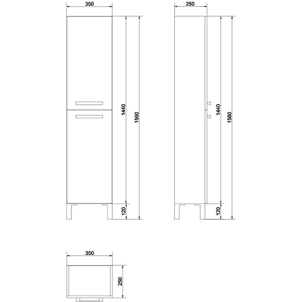 Dulap coloana baie Cersanit Melar, 35 x 25 x 144 cm, alb