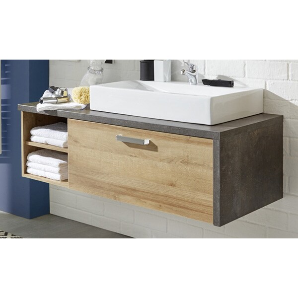 Set masca si lavoar Woodart Mara, 100 x 46 x 50 cm, antracit-maro