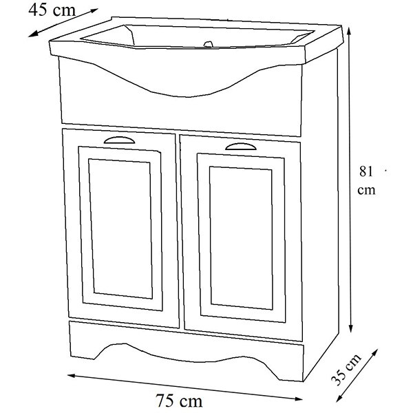 Set masca si lavoar Badenmob Seria 172, 75 x 46 x 81 cm, alb